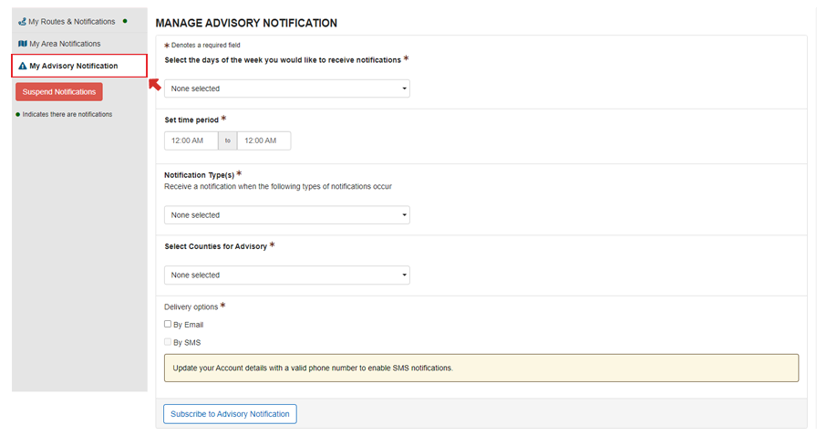 Creating Advisory Notification