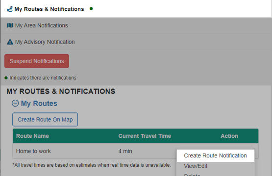 Creating a Notification for your Route